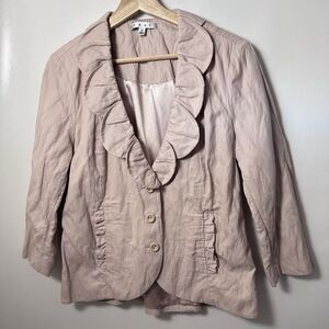 Cabi Petal Blazer Womens Blush Pink 3/4 Sleeves Ruffle Button Front Y2K 10